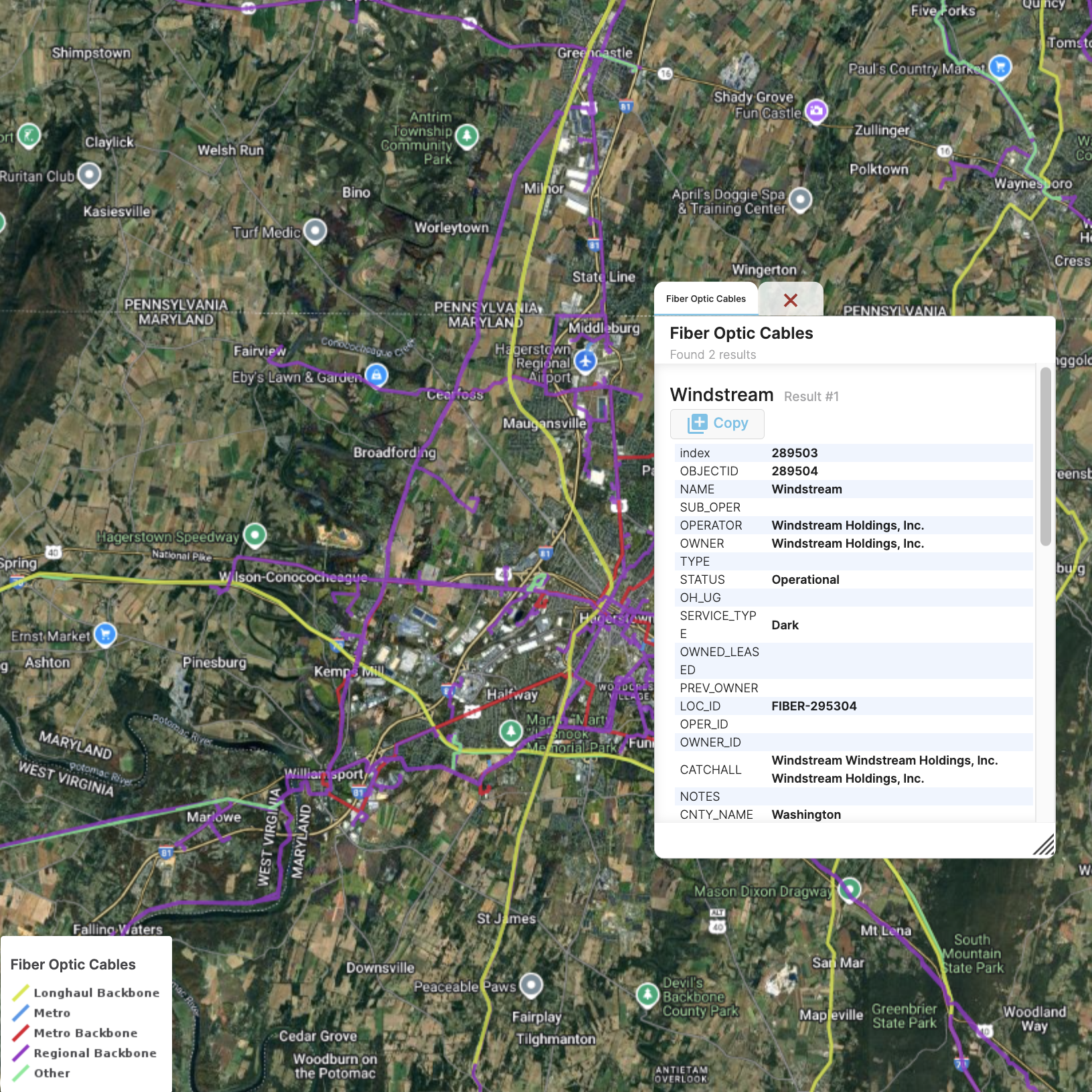PROSPECT fiber optic screenshot