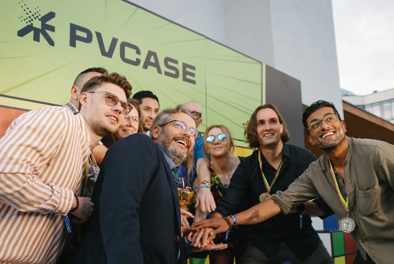 PVcase team celebrating together at a company event