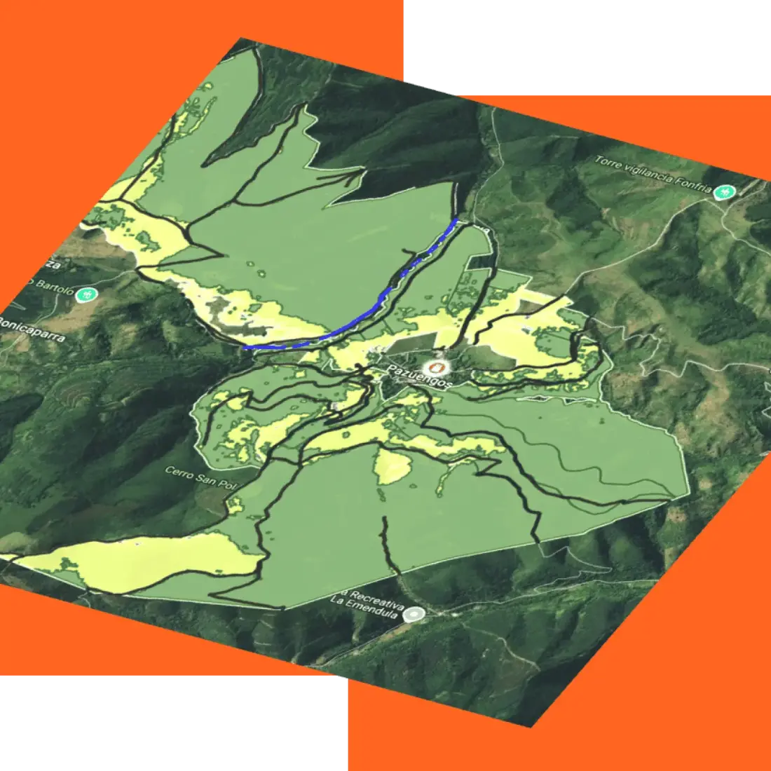 PVcase Prospect interface highlighting solar site areas on a land map
