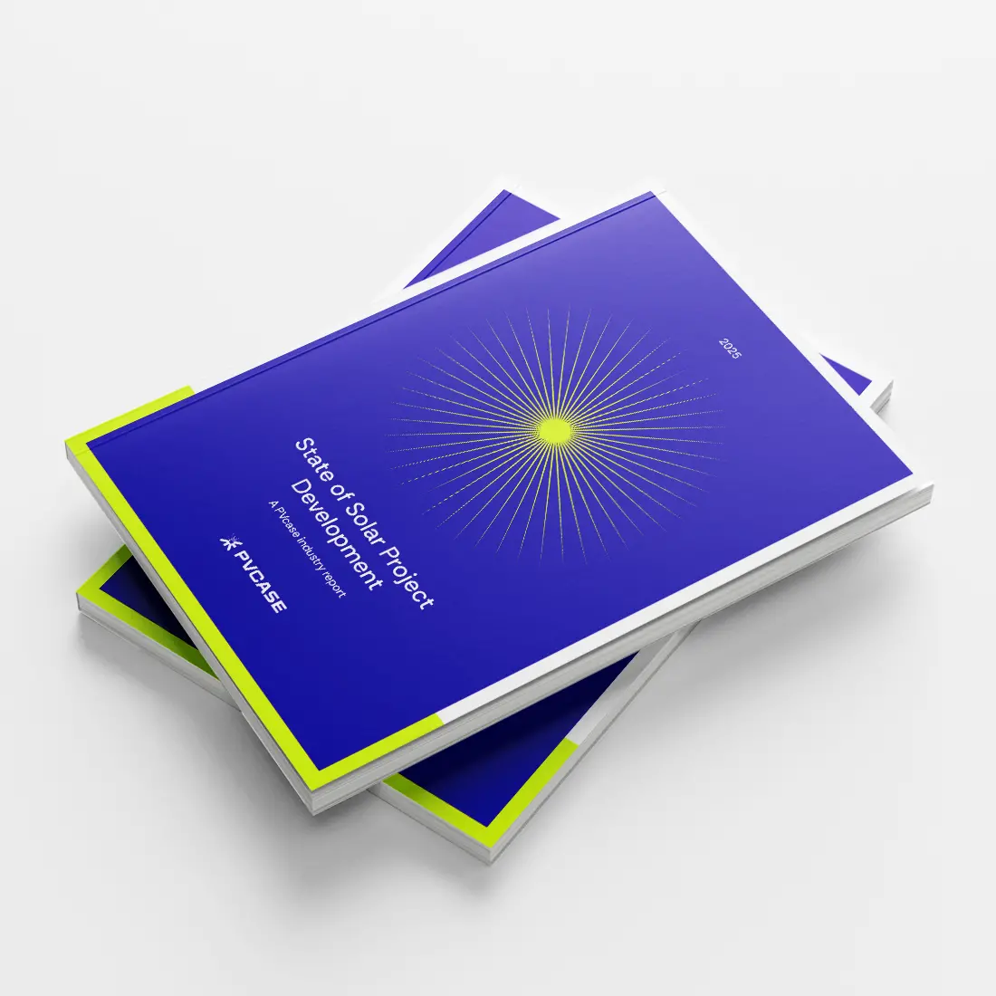 A picture of the cover of two copies of PVcase's 2025 State of Solar Project Development report.