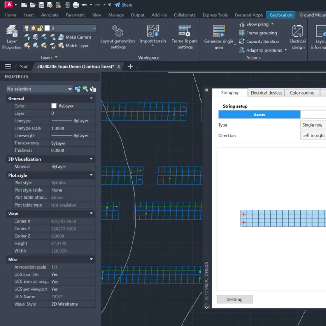 PVcase dashboard showing automated layout generation and performance data