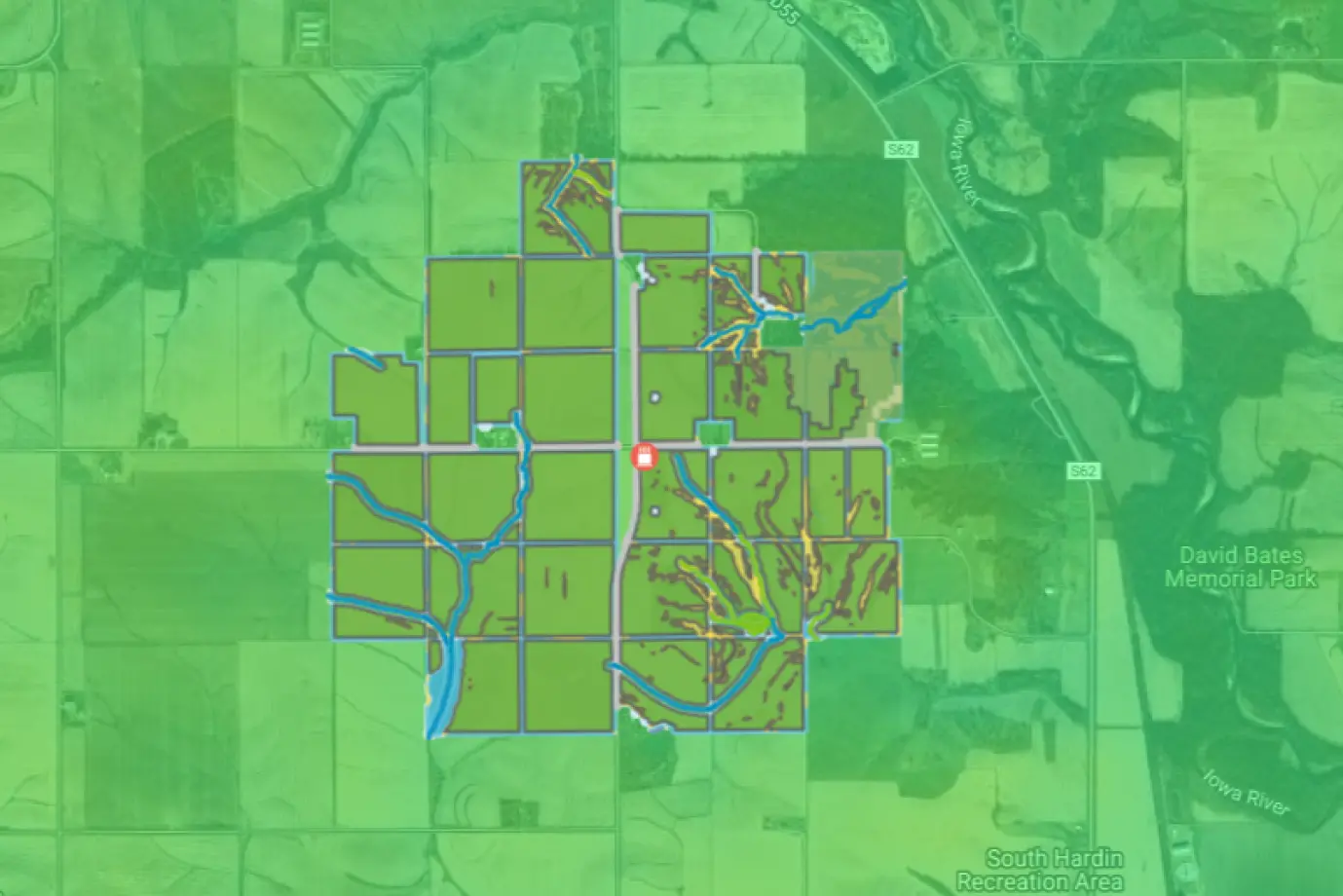 PVcase interface visualizing land parcels, constraints, and solar project layout planning